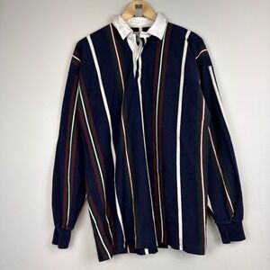 Vtg 90s Britches Rugby Polo Shirt Mens M Multicolor Vertical Stripes Colorblock